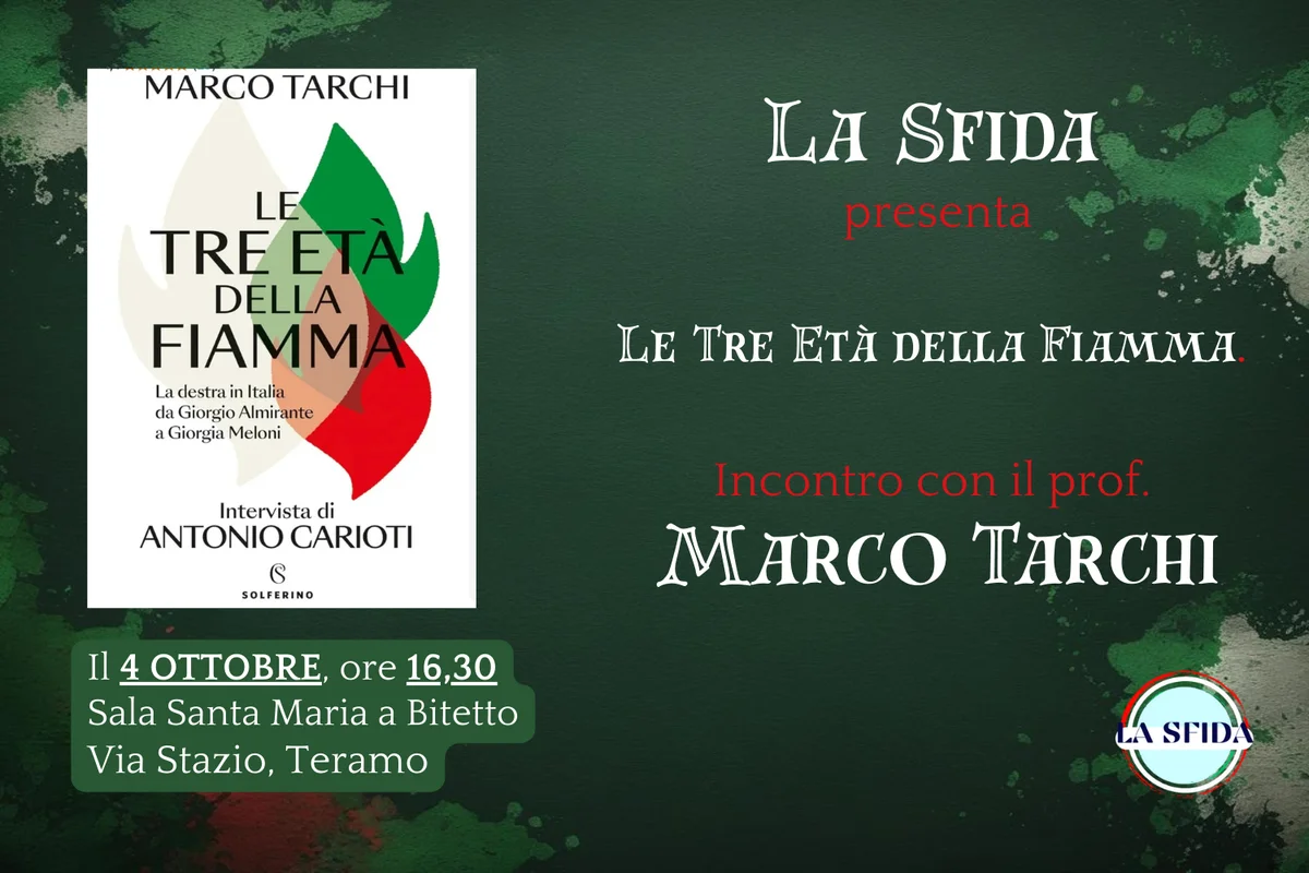 "Le tre età della fiamma", sabato una conferenza dell'associazione "La Sfida"