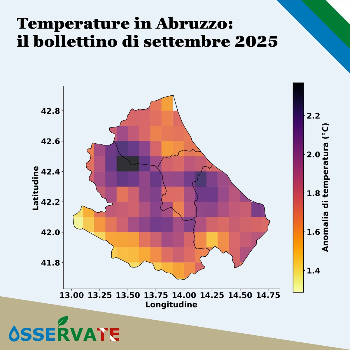Temperature in Abruzzo, secondo OsservaTE settembre superiore alle medie storiche