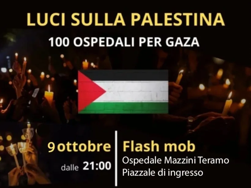 Luci sulla Palestina, 100 ospedali per Gaza: fiaccolata al "Mazzini" di Teramo