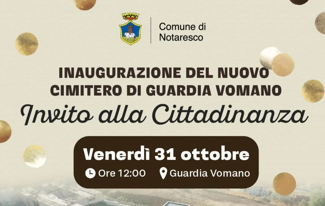 Nuovo cimitero di Guardia Vomano, venerdì l'inaugurazione