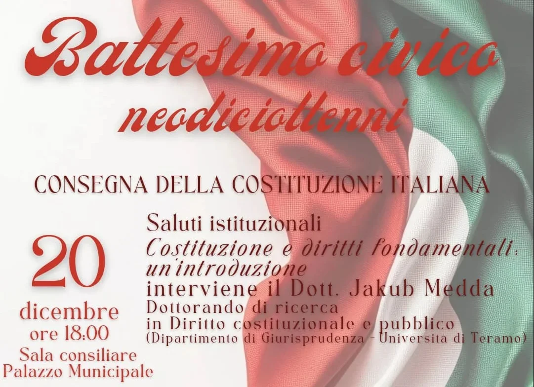 Torano Nuovo, battesimo civico per i neo 18enni