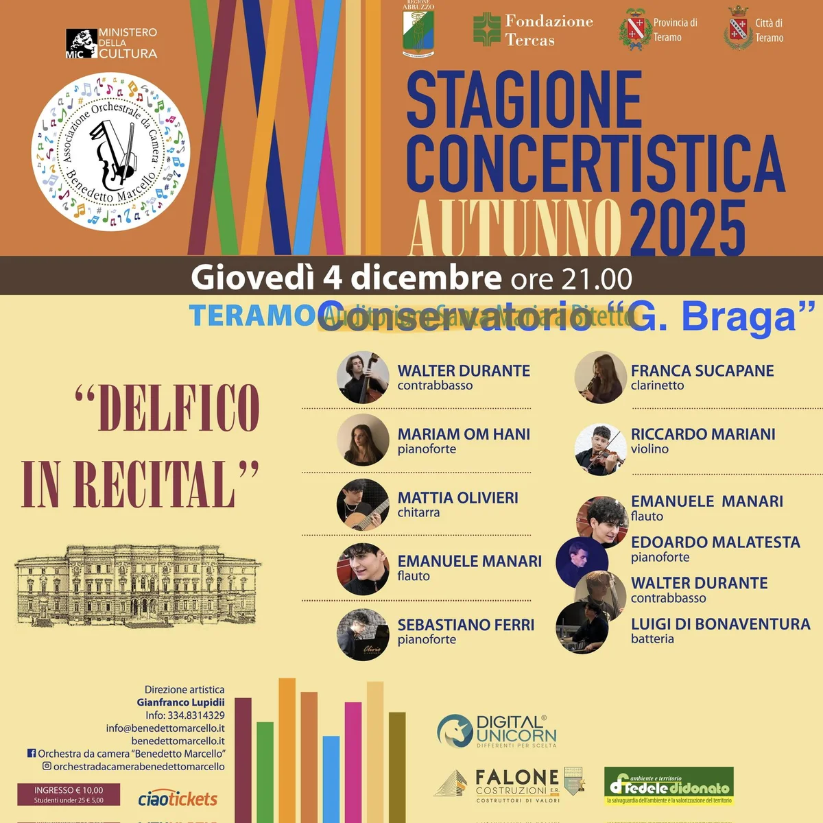 Delfico in Recital,  al Conservatorio "Braga” di Teramo si esibiranno i giovanissimi musicisti del Liceo Musicale “Melchiorre Delfico”