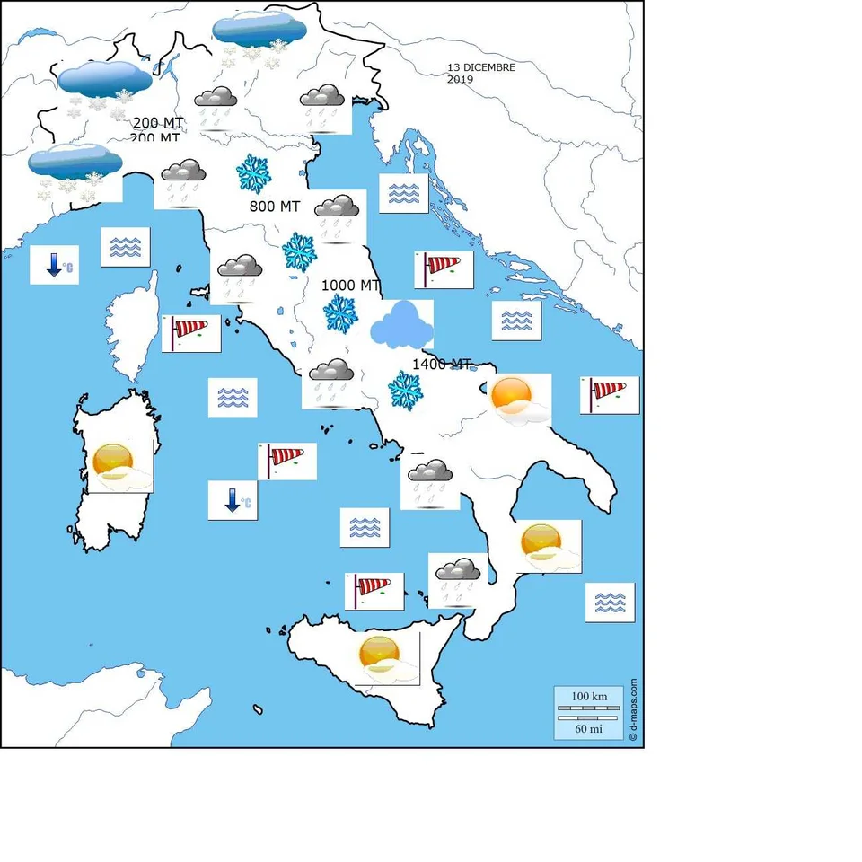 Meteo, arriva perturbazione: freddo e vento forte