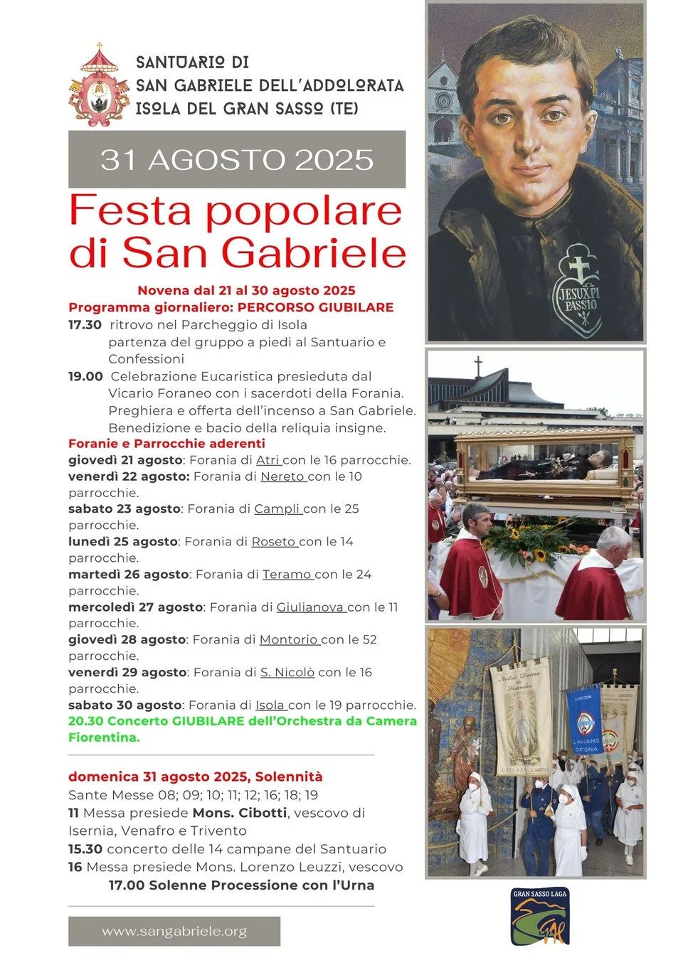 Festa popolare di San Gabriele e grande concerto giubilare