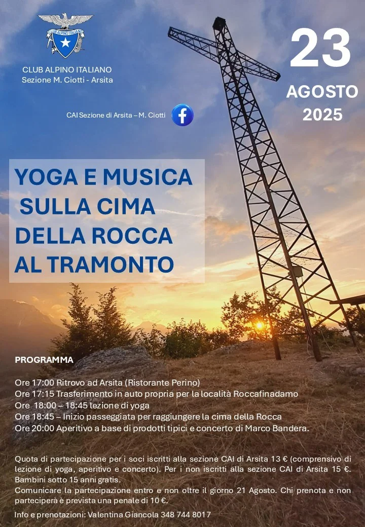 CAI Arsita ripropone "Yoga e musica sulla cima della Rocca al tramonto"