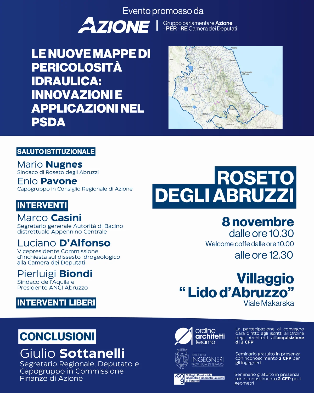 Nuove mappe di pericolosità idraulica, a Roseto un convegno pubblico sul tema