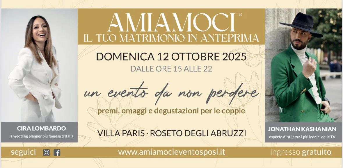Amiamoci, l'evento wedding più esclusivo d'Abruzzo domenica a Roseto degli Abruzzi