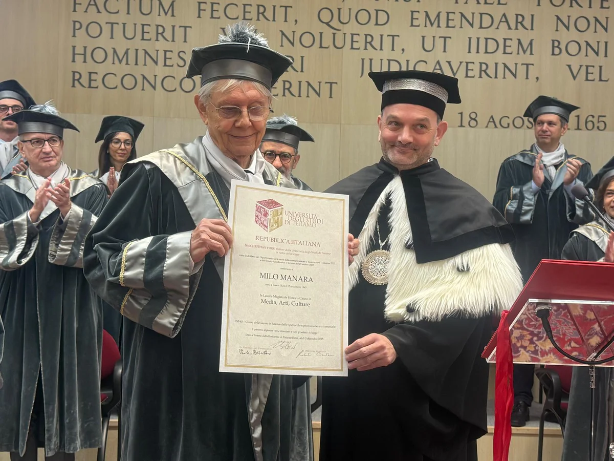 FOTO e VIDEO | L'Università di Teramo ha conferito la Laurea ad Honorem al Maestro Milo Manara