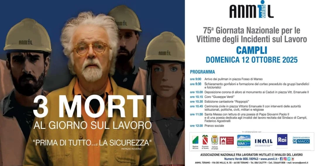 Giornata a Campli per onorare le Vittime degli Incidenti sul Lavoro