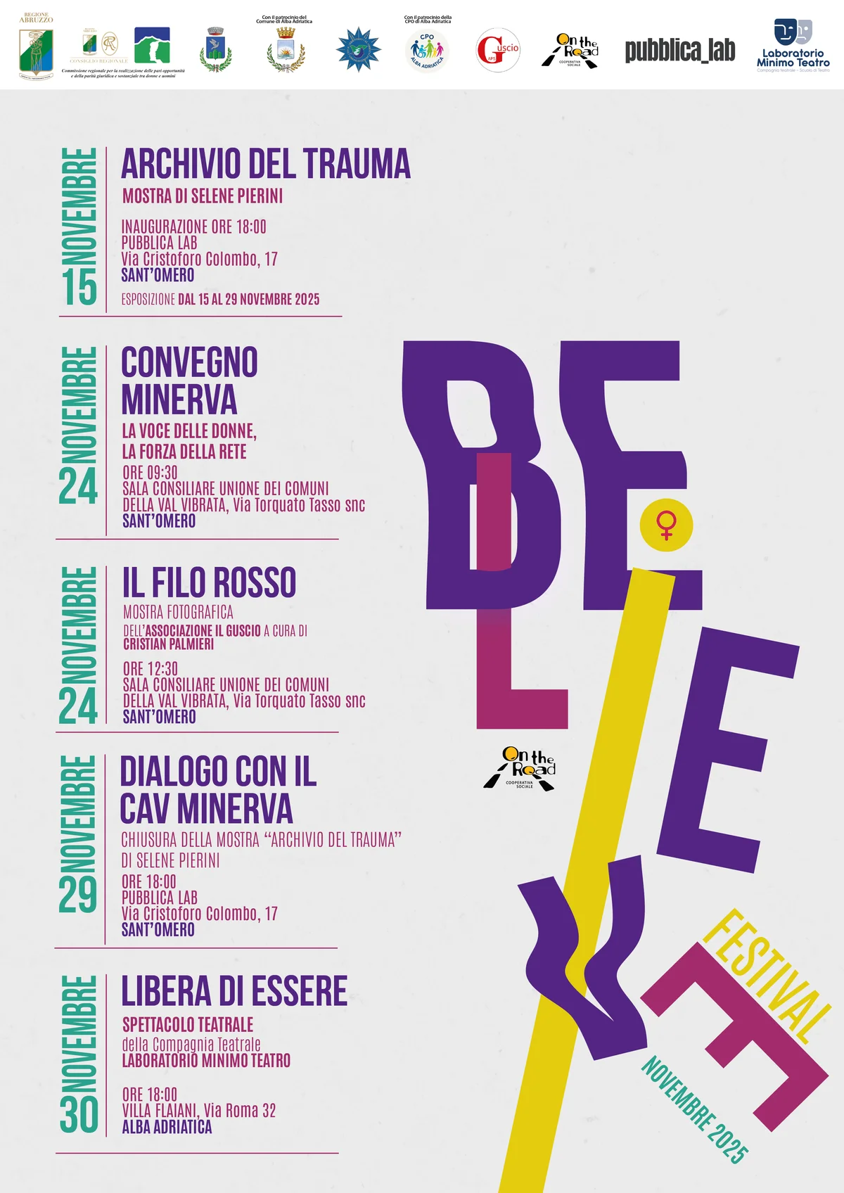 Believe Festival: arte, incontri e teatro per dire no alla violenza maschile sulle donne