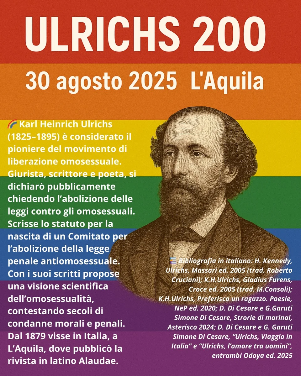 L'Aquila celebra Ulrichs: doppio appuntamento commemorativo a 200 anni dalla nascita