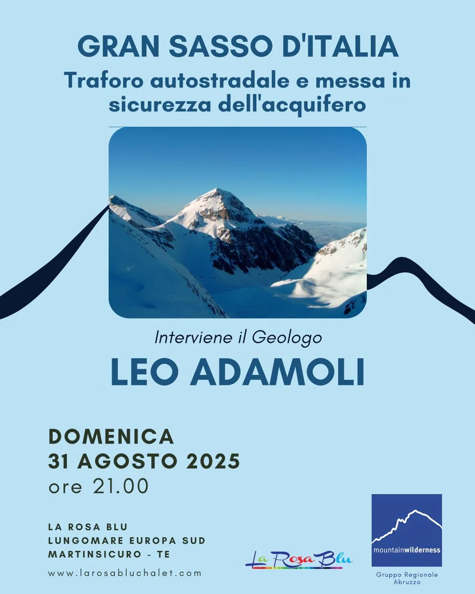 Acquifero Gran Sasso, domenica conferenza del geologo Leo Adamoli a Martinsicuro