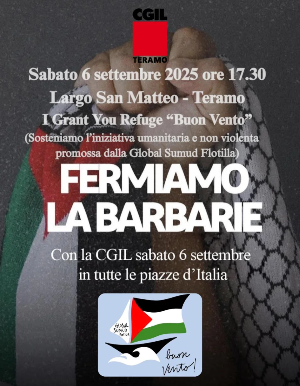 Fermiamo la barbarie e il genocidio a Gaza: flash mob della Cgil sabato a Teramo
