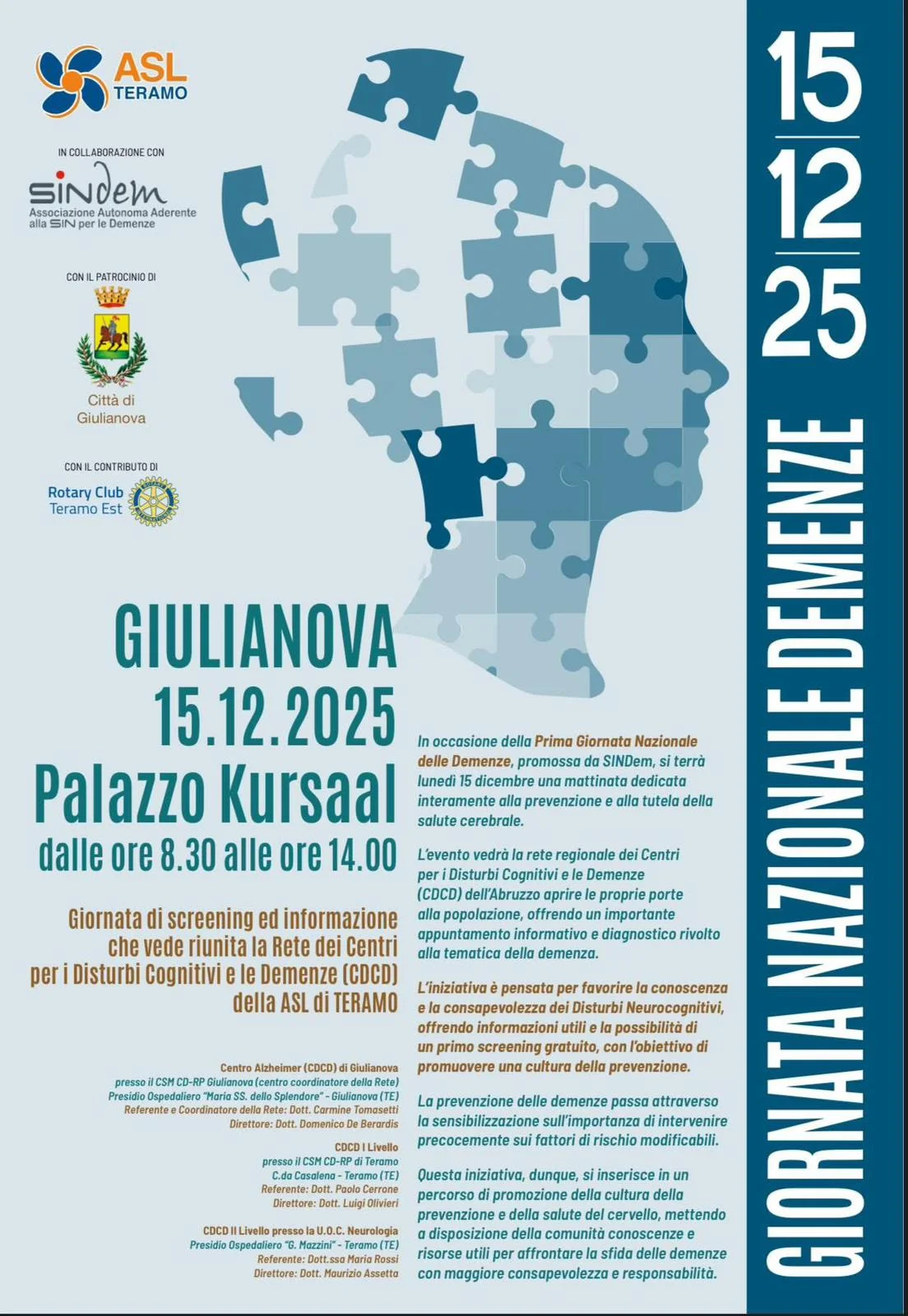 Giulianova, lunedì mattinata sulla prevenzione delle demenze e alla tutela della salute cerebrale