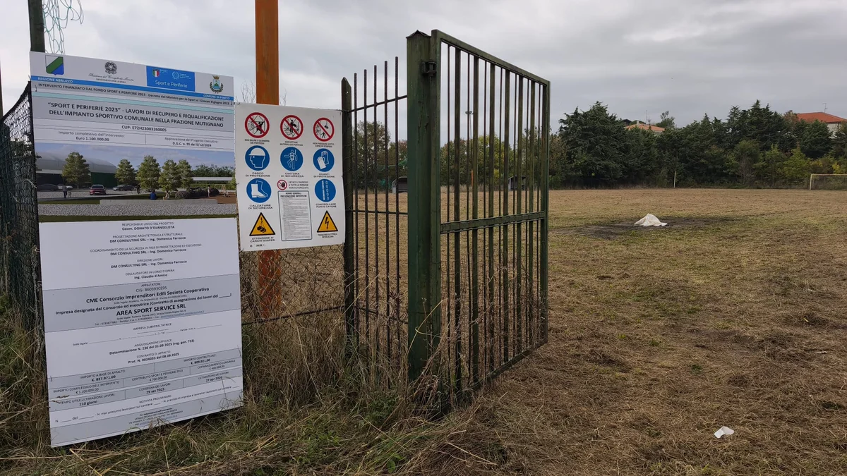Impianto sportivo a Mutignano di Pineto, via all'accantieramento per la riqualificazione