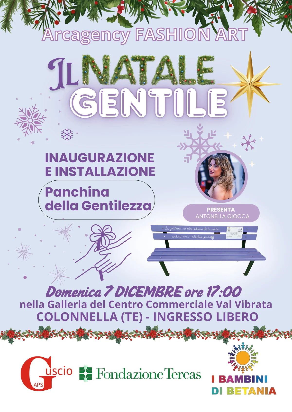 “Il Natale della Gentilezza”: a Colonnella si inaugura la Panchina della Gentilezza