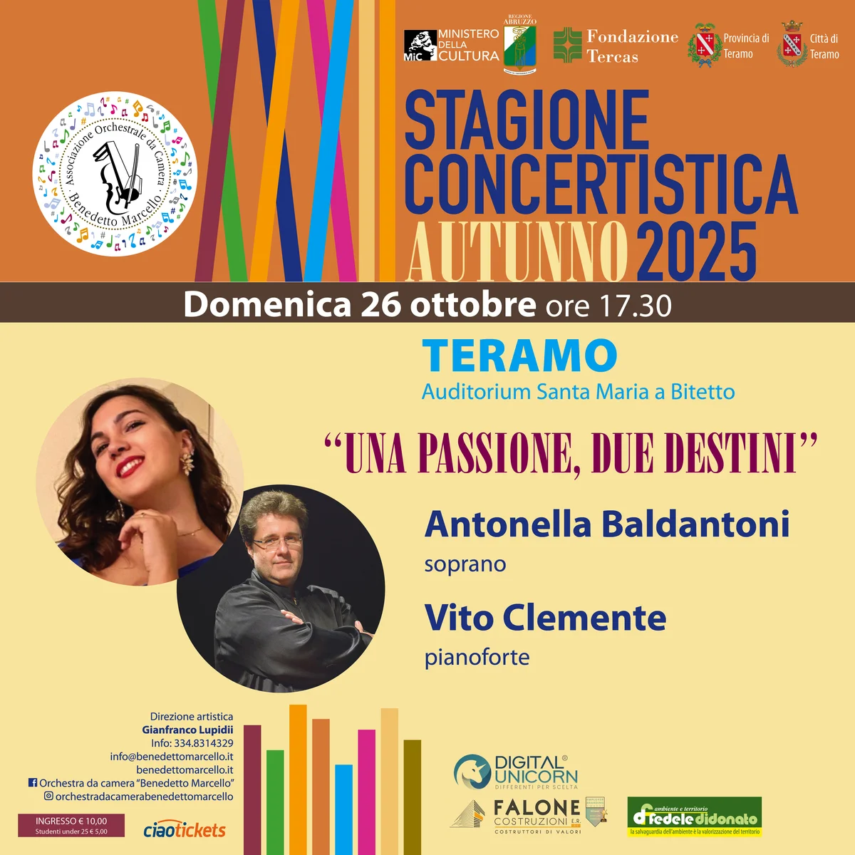 Domenica a Teramo concerto della XXXII Stagione Concertistica dell’Associazione “Benedetto Marcello”