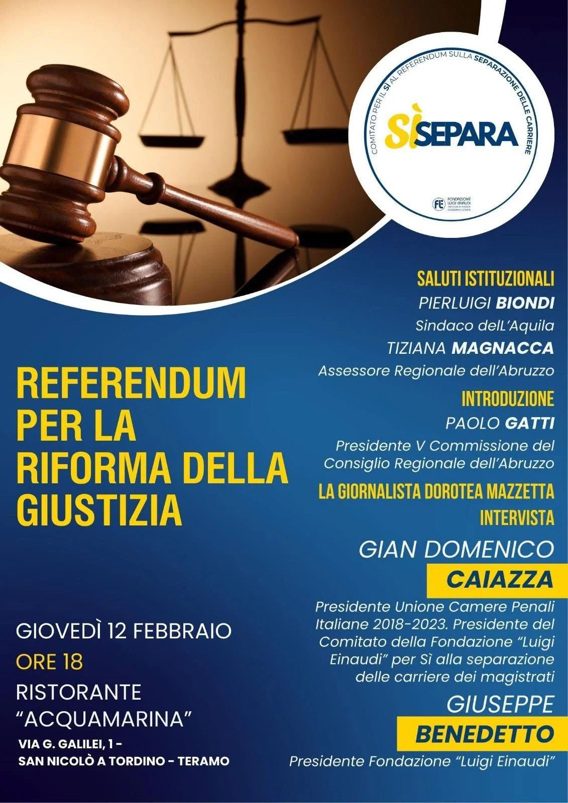 Referendum, a Teramo convegno sulle ragioni del Sì alla riforma della Giustizia