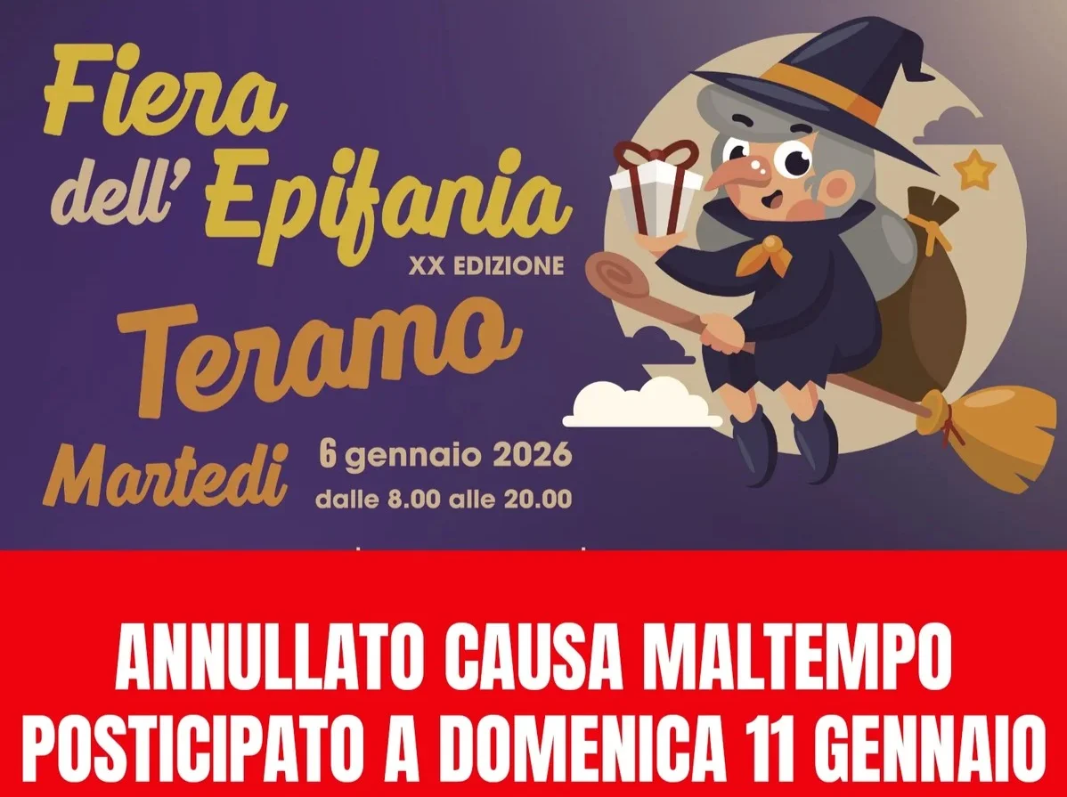 Maltempo, rinviata la Fiera dell'Epifania di Teramo