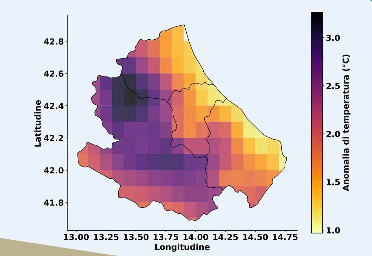 Temperature in Abruzzo, dicembre anomalo a Teramo: oltre +2,4°C sopra la media secondo OsservaTE