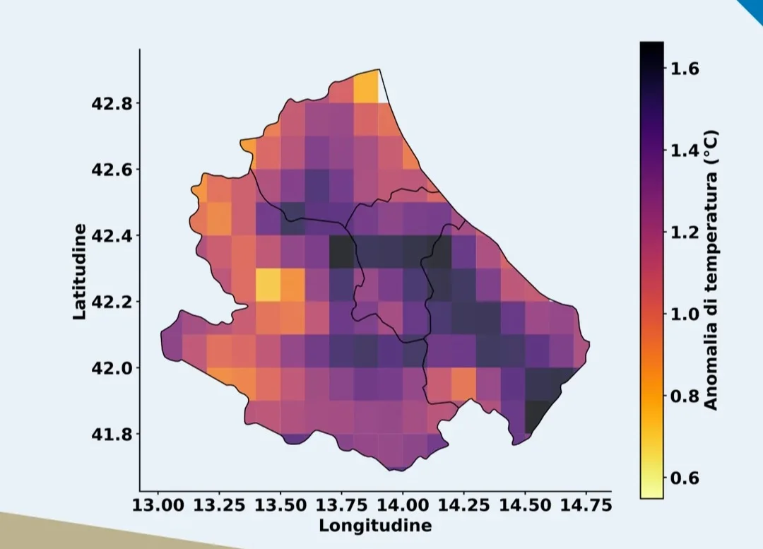 Temperature in Abruzzo, gennaio con anomalia positiva di +1,56°C a Teramo secondo OsservaTE
