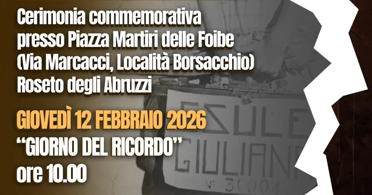 Giorno del Ricordo, a Roseto degli Abruzzi lo svelamento del monumento ai Martiri delle Foibe