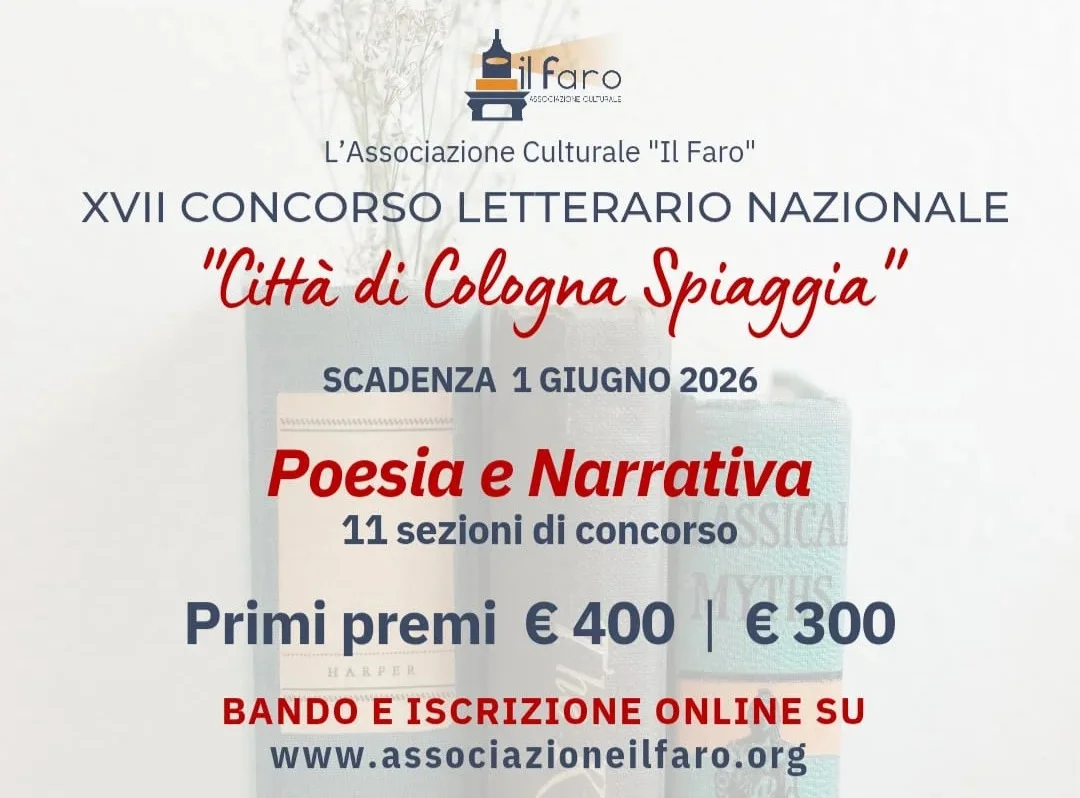 "Città di Cologna Spiaggia", al via la XVII edizione del Concorso Letterario Nazionale