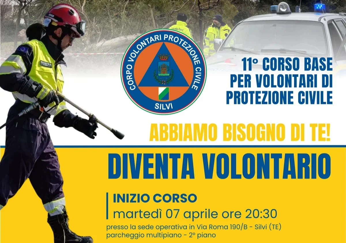 Protezione civile, al via il corso base per aspiranti volontari a Silvi