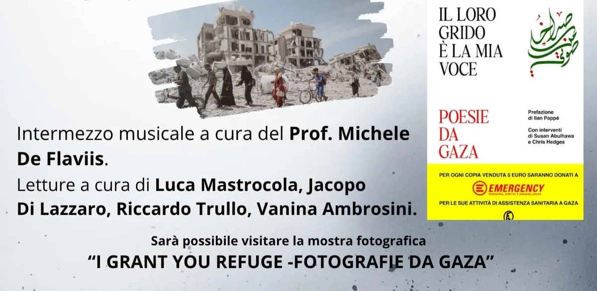 “La Voce di Gaza” a Mosciano Sant'Angelo: poesia e riflessione per dare spazio alla pace
