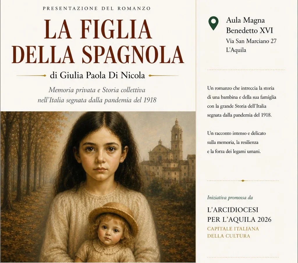 La figlia della spagnola, a L'Aquila la presentazione del romanzo di Giulia Paola Di Nicola