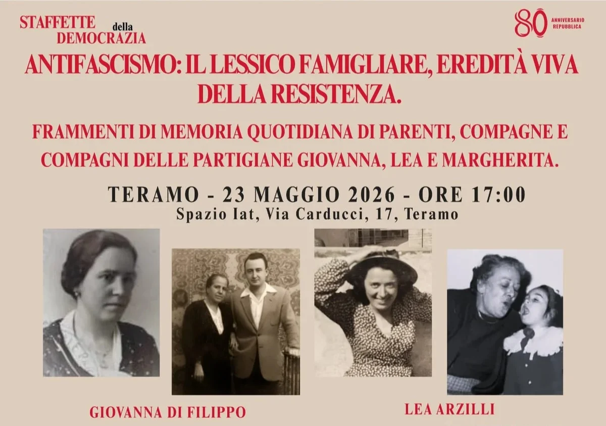 “Antifascismo: il lessico famigliare, eredità viva della Resistenza”, l'evento a Teramo