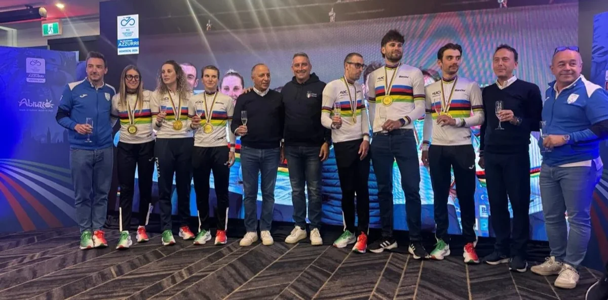 Ciclismo, la Nazionale celebra con l’Abruzzo il primo oro ai Mondiali di Montréal