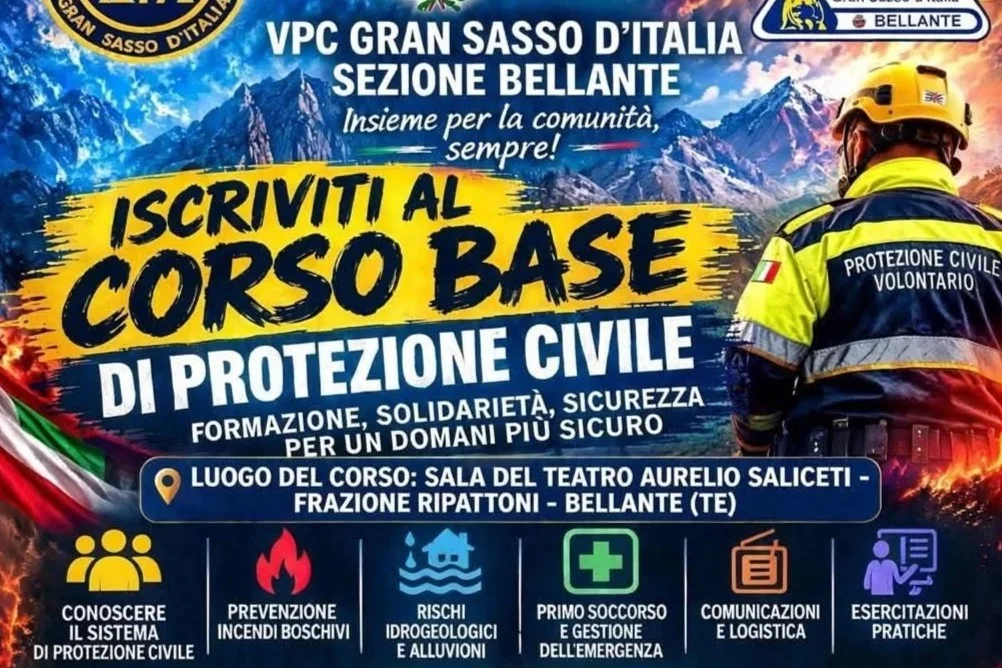 Protezione Civile, a Bellante il corso base per i volontari