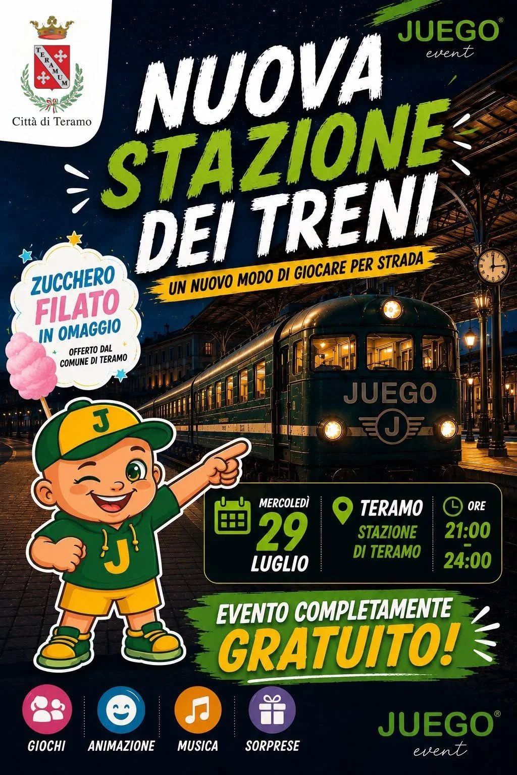 Stazione di Teramo, serata di animazione dedicata a bimbi e famiglie