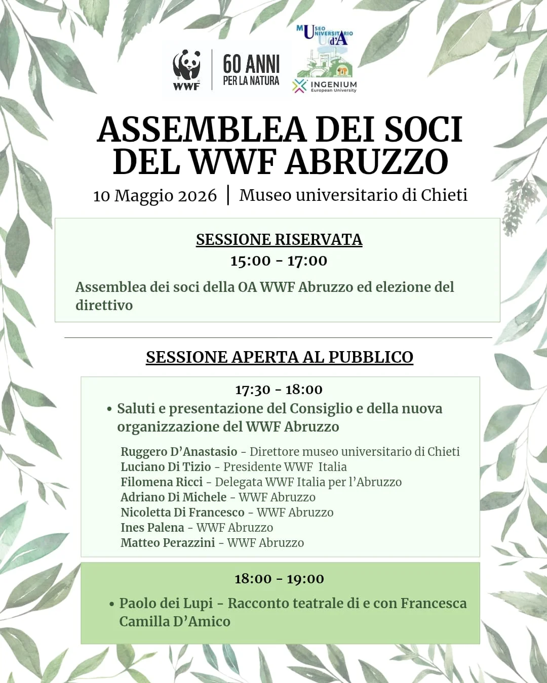Il 10 maggio a Chieti l'assemblea regionale del WWF Abruzzo