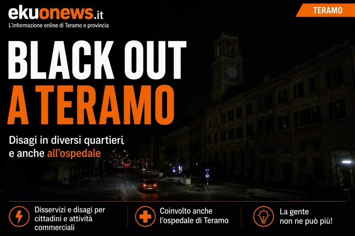 Black out elettrico a Teramo: le utenze senza luce scendono a 300