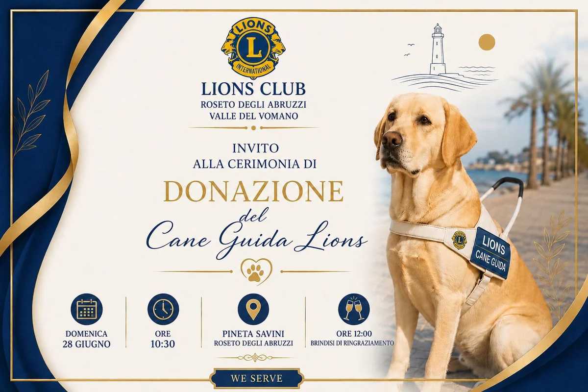 Solidarietà e inclusione, il Lions Club Roseto Valle del Vomano dona un cane guida