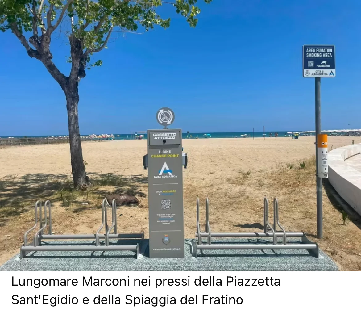 Alba Adriatica: tre nuove colonnine di ricarica per e-bike sul Lungomare Marconi