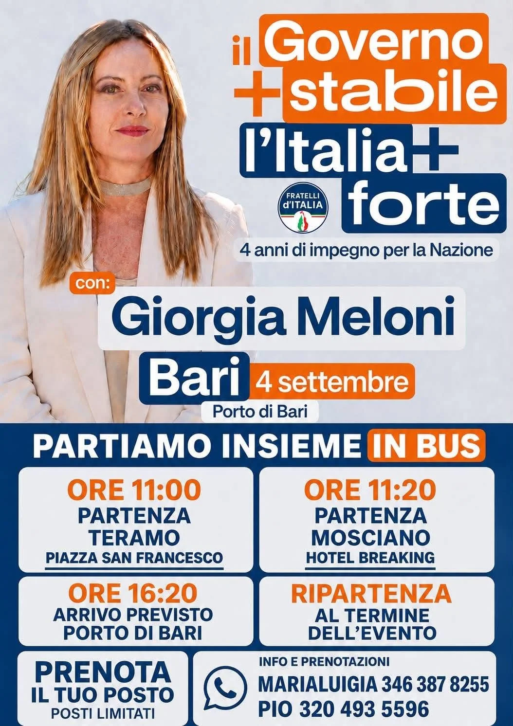 Fratelli d’Italia a Bari per celebrare il governo più longevo della storia della Repubblica