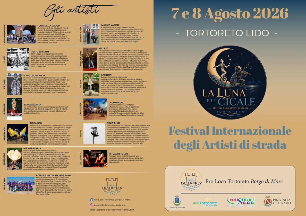 “La luna e le cicale”, a Tortoreto arriva il Festival Internazionale degli artisti di strada