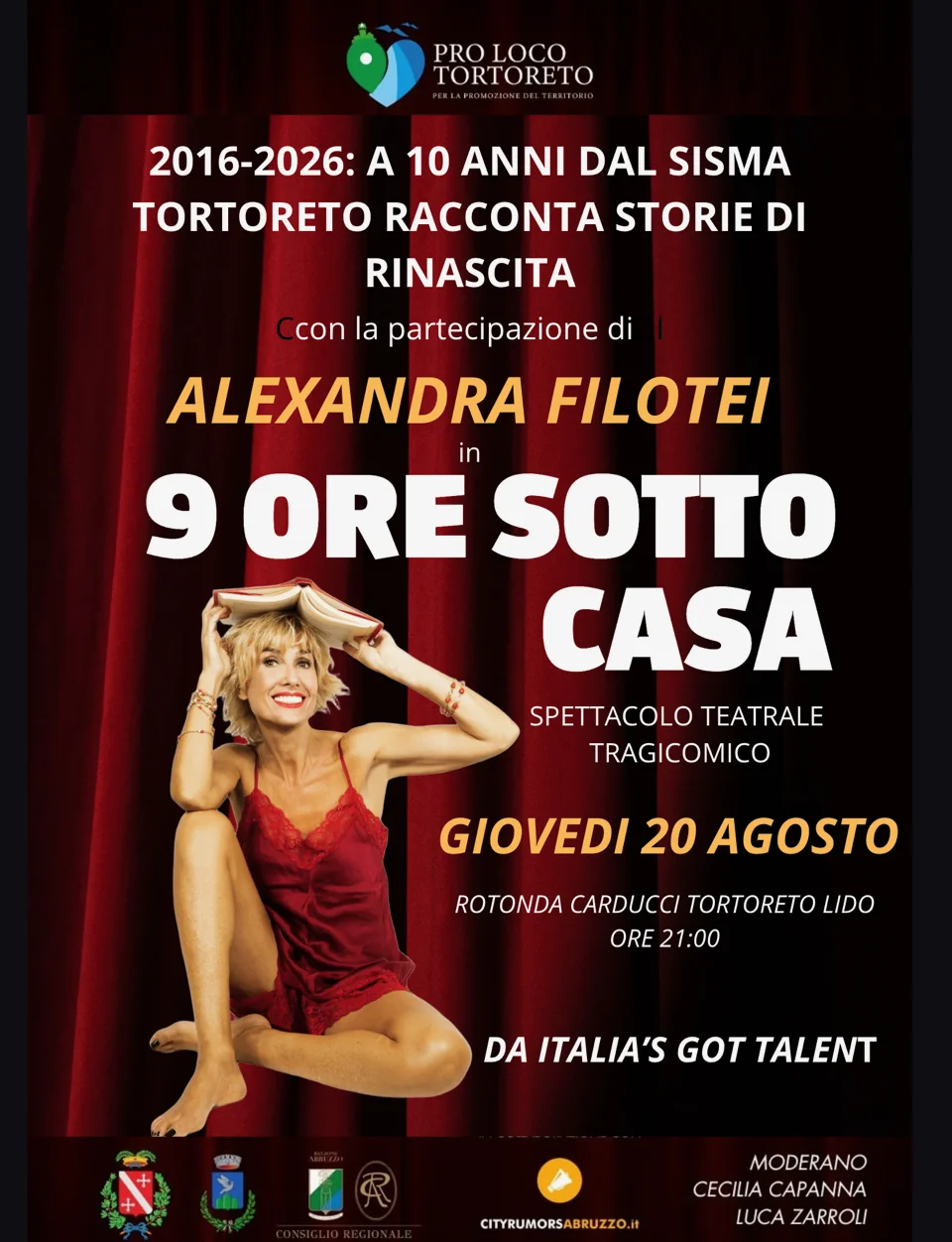 A Tortoreto una serata tra teatro, ironia e storie di rinascita a 10 anni dal sisma del Centro Italia