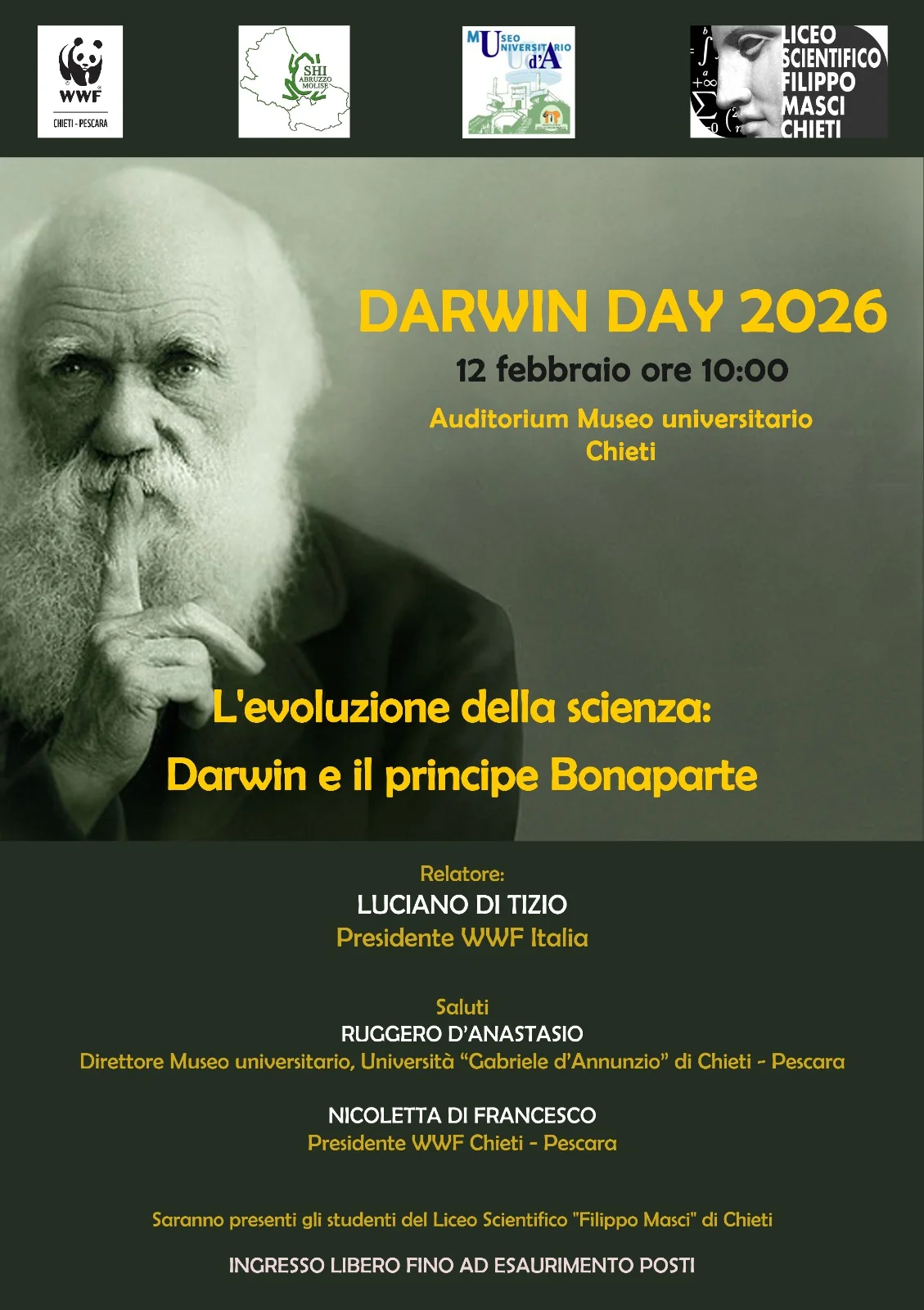 Darwin Day 2026, giovedì l'evento del WWF “L’evoluzione della scienza: Darwin e il principe Bonaparte”