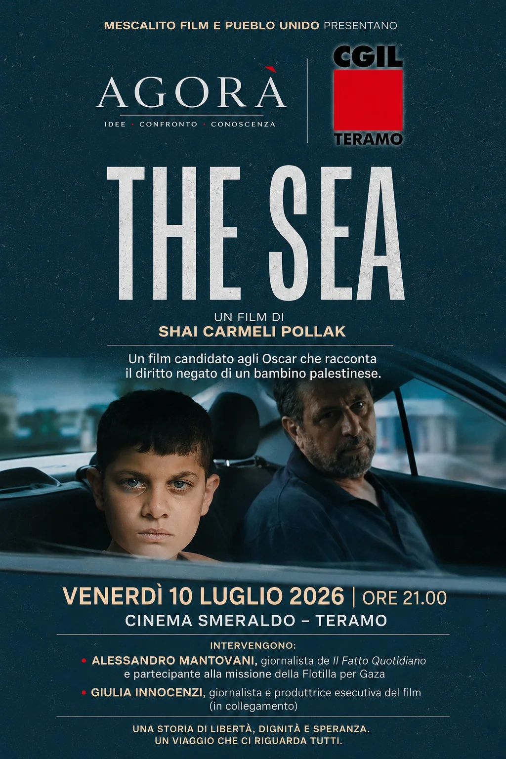CGIL Teramo per il popolo Palestinese: la proiezione di The Sea al Cinema Smeraldo