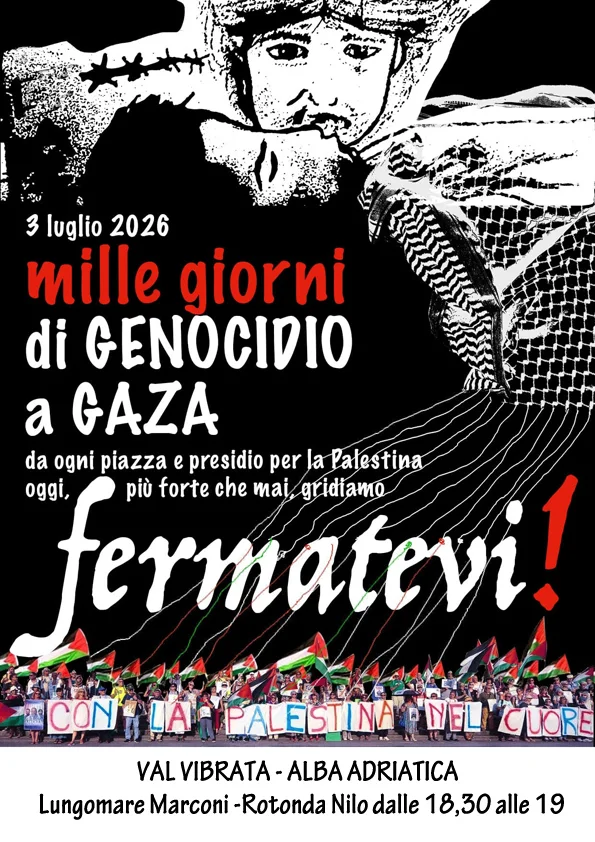 Auser Val Vibrata: 1000 giorni di genocidio a Gaza