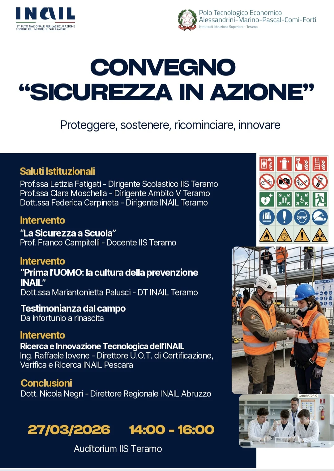 All’Istituto “Alessandrini-Marino” di Teramo il  convegno INAIL “Sicurezza in azione”