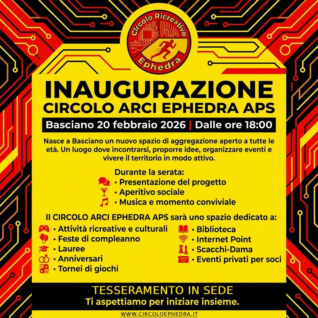 Circolo Arci Ephedra APS, venerdì l'inaugurazione a Basciano