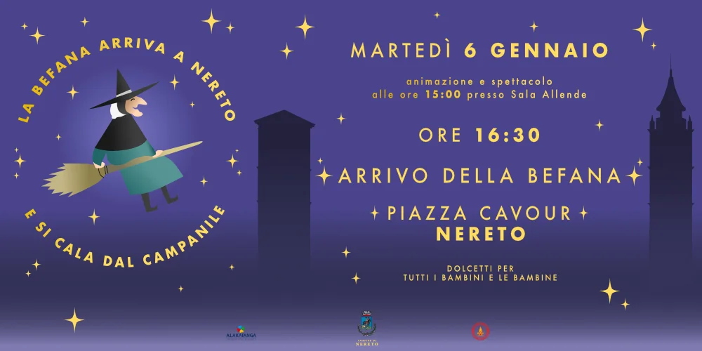 Epifania a Nereto, la Befana scende dal campanile