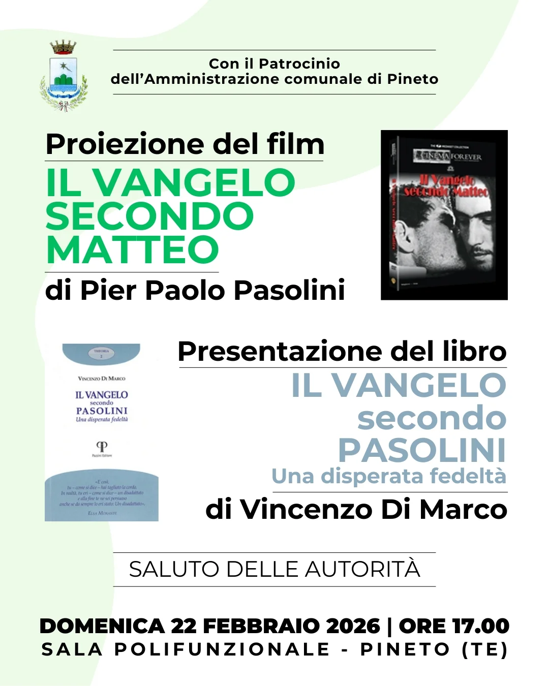 A Pineto pomeriggio dedicato a Pasolini con la proiezione de Il Vangelo secondo Matteo