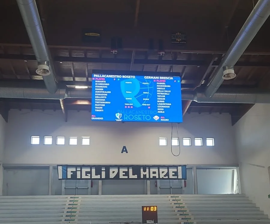 Ruvo di Puglia – Pallacanestro Roseto sui maxischermi del PalaMaggetti