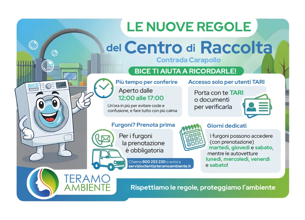 Team, dal 1° marzo nuove regole del Centro di raccolta di Carapollo